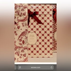 Sézane Gift Bag Red Cream Floral Large NEW Holidays Christmas Xmas Gifting Wrap